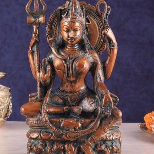 Brass Ardhanarishwara Statue | 9.5" x 6" x 3" | 4.5 kg | Antique Brown Finish | Lord Shiva Parvati Divine Union | Sacred Hindu Art | Jaipurio